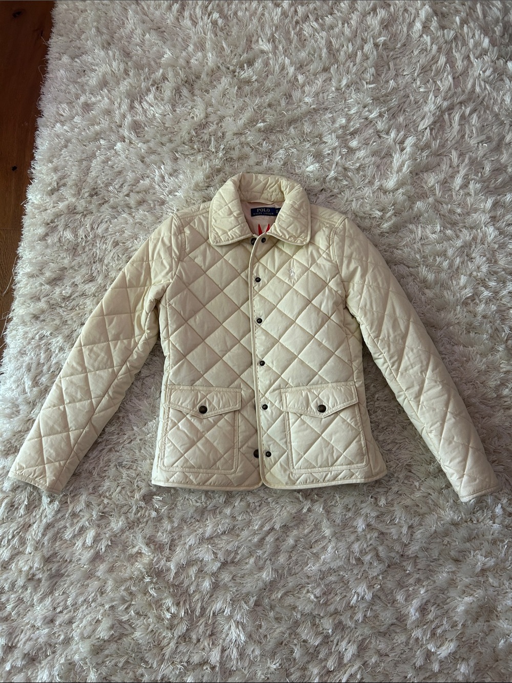 Polo by Ralph Lauren Ivory Quilted Snap-Front Jacket